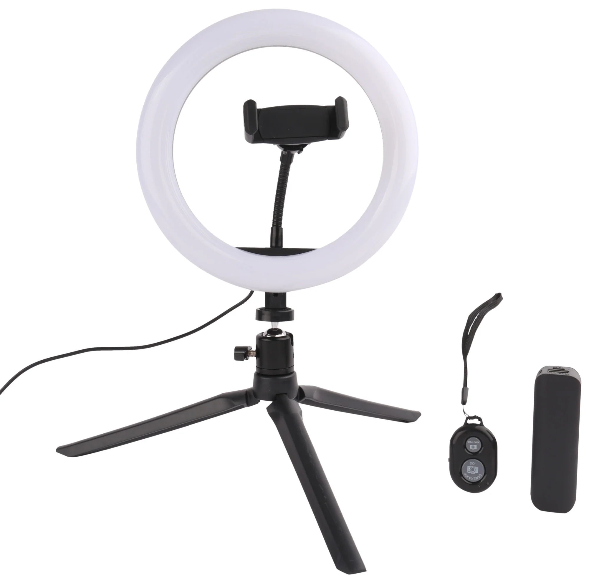 8 inch ring light pro with goose neck rod and phone holder