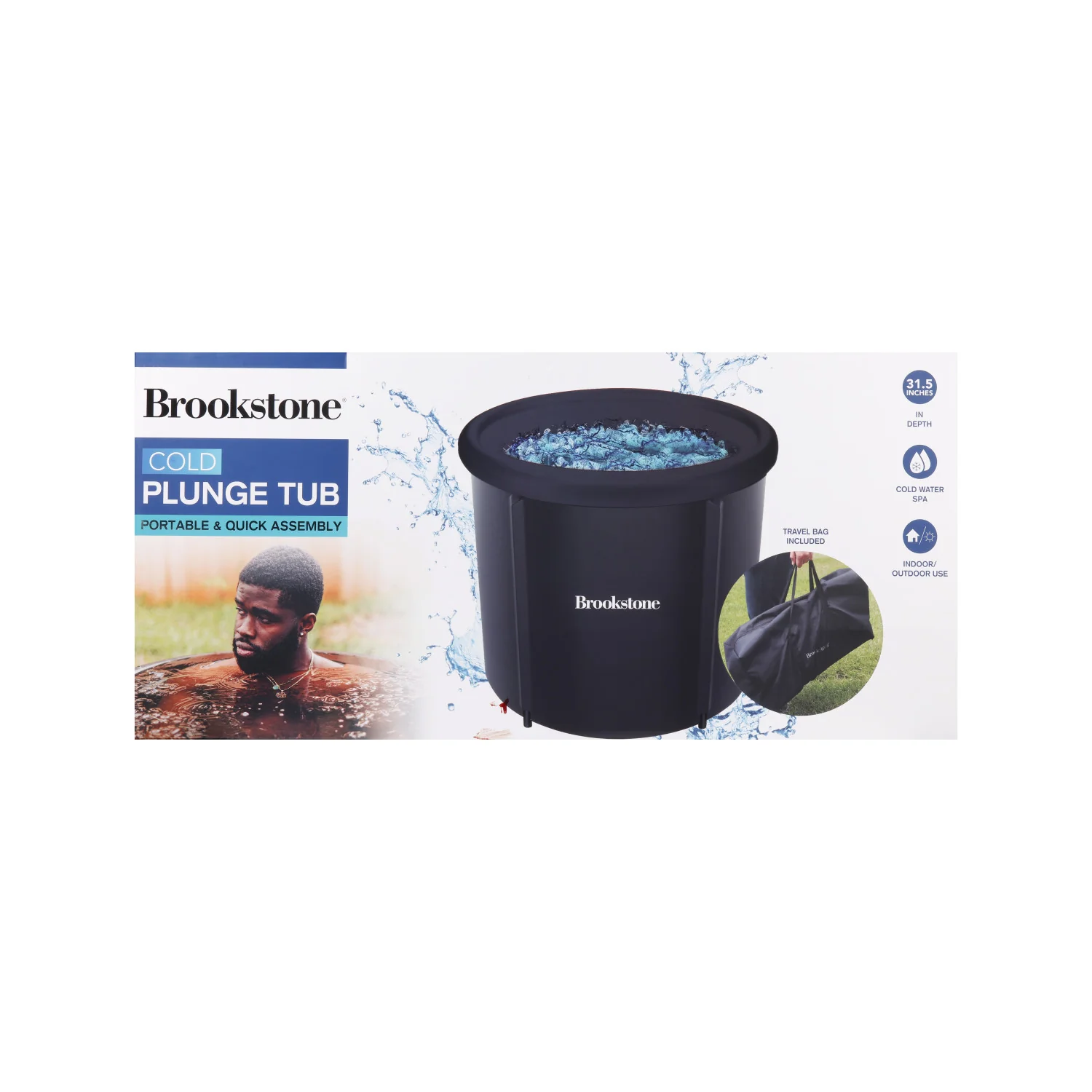 Brookstone Portable Ice Bath Cold Plunge Therapy Tub with Cover - Image 10