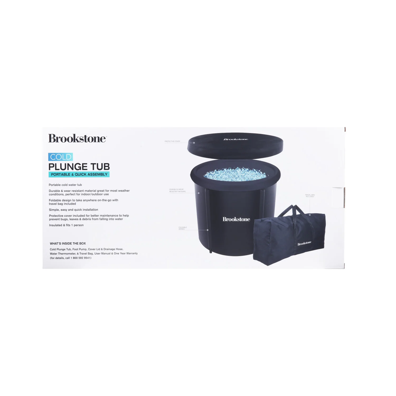 Brookstone Portable Ice Bath Cold Plunge Therapy Tub with Cover - Image 11