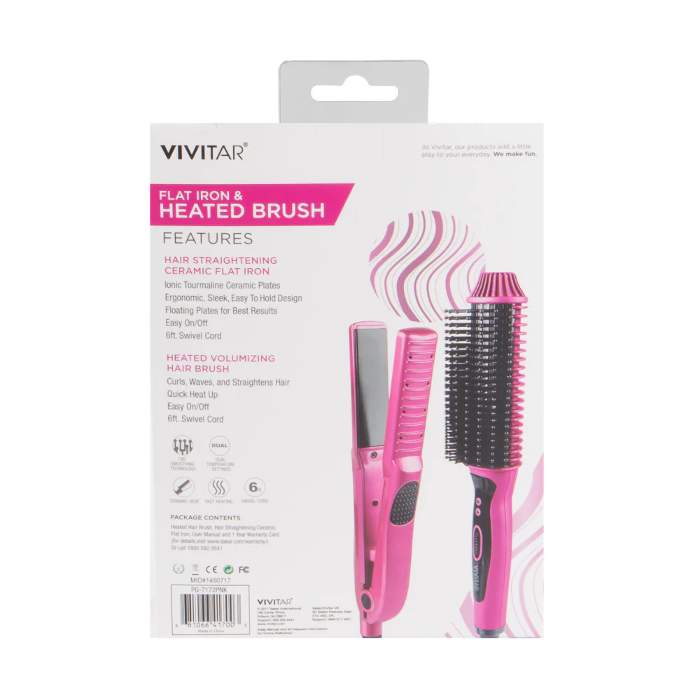 Flat Iron & Heated Hair Brush Combo Kit - Image 11