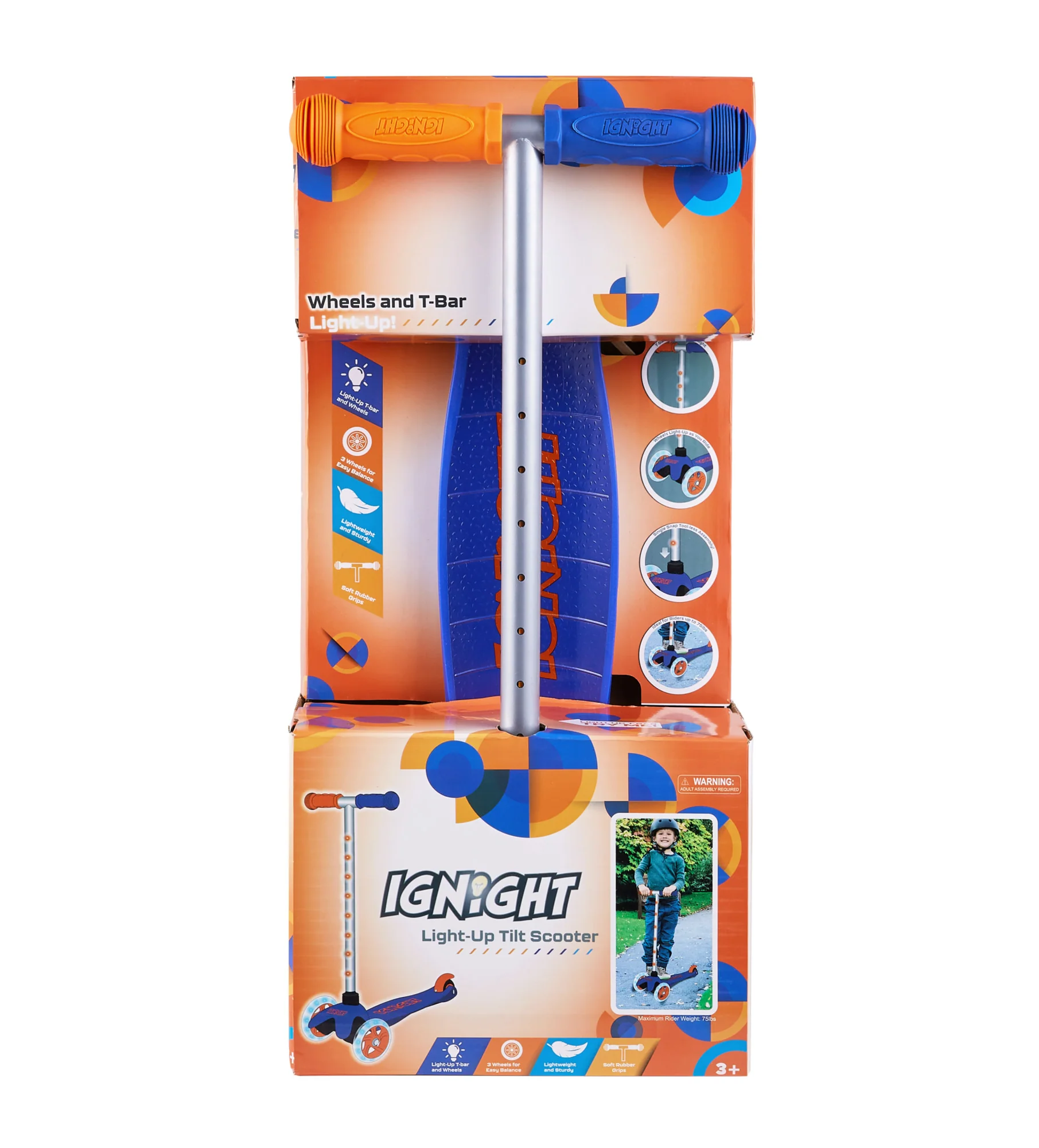 Ignight 3 Wheel Scooter Blue and Orange - Image 4
