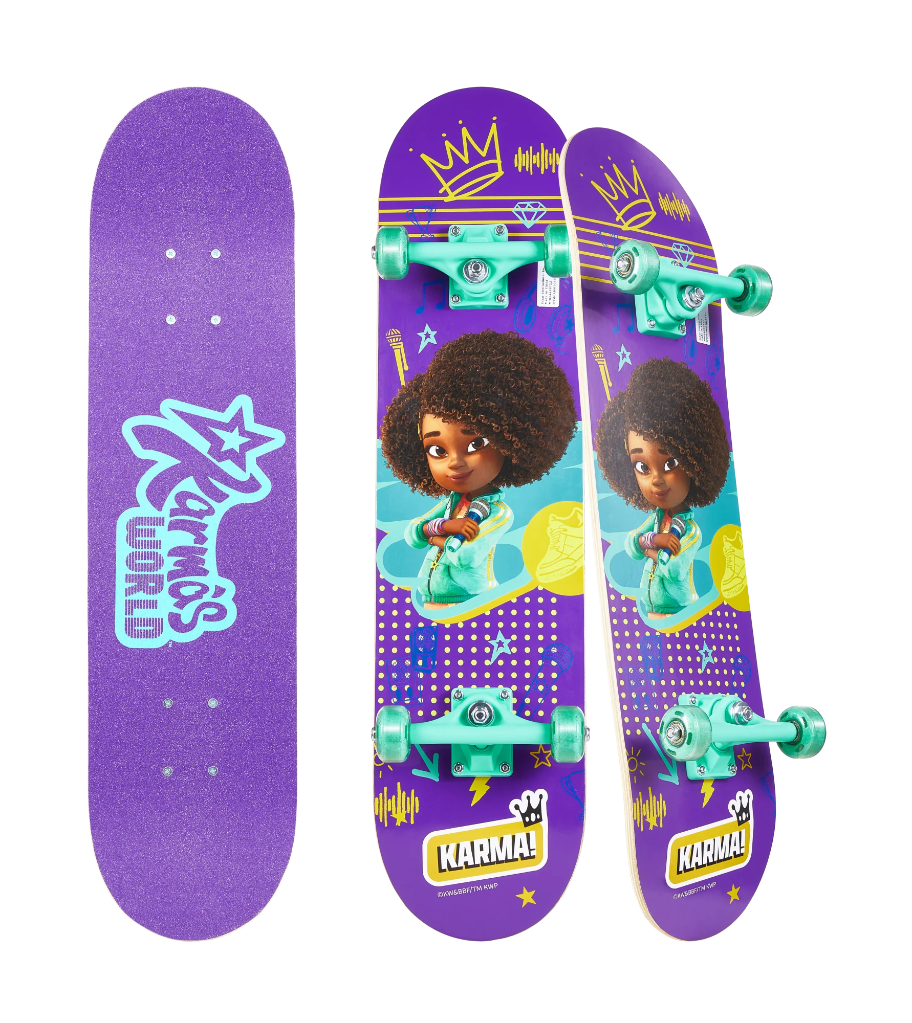 Karma's World 31" skateboard w/ glitter wheels- V2/ Pattern