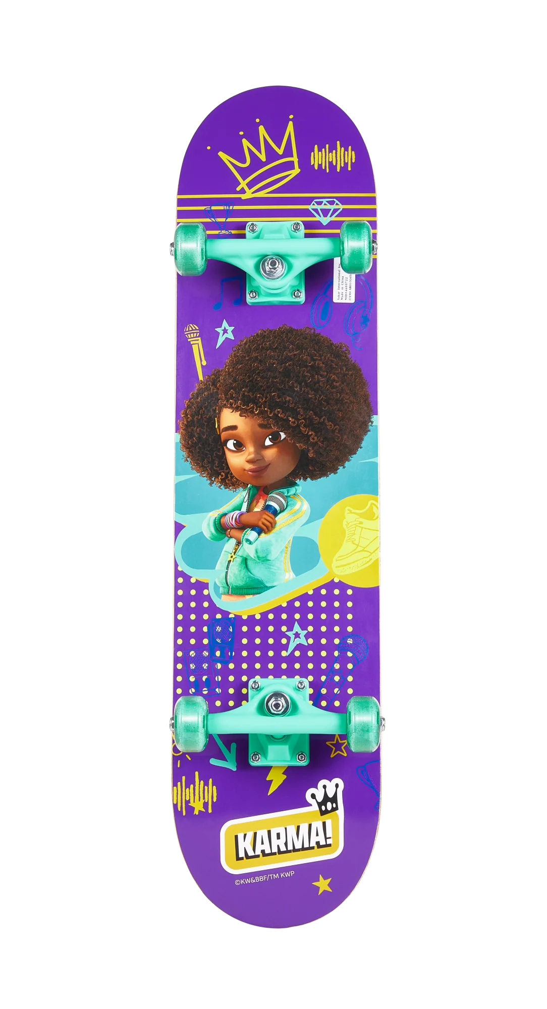 Karma's World 31" skateboard w/ glitter wheels- V2/ Pattern - Image 2