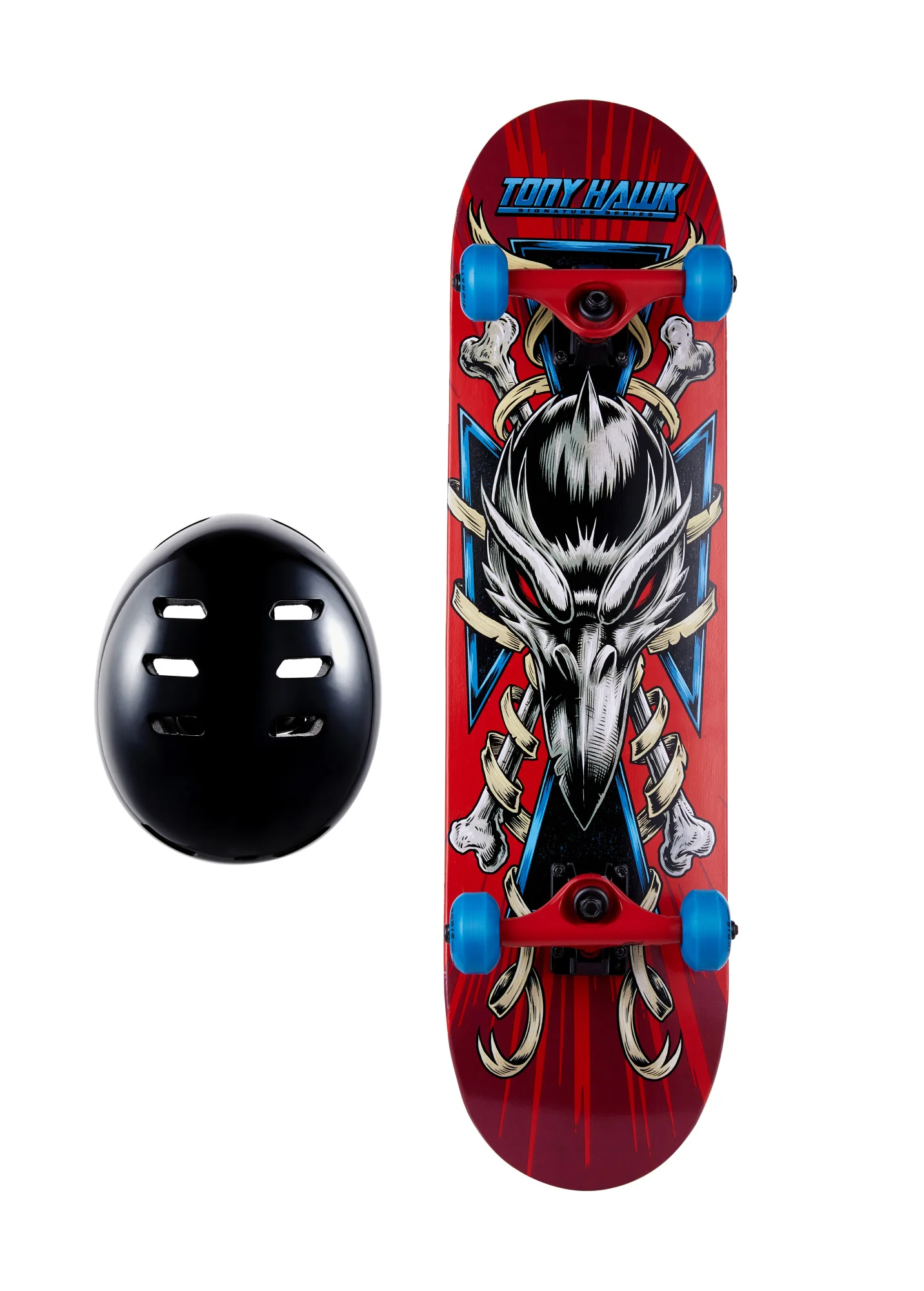 TH 31" Pro Board Bundle Red Cross Hawk Board & Black Metallic Helmet
