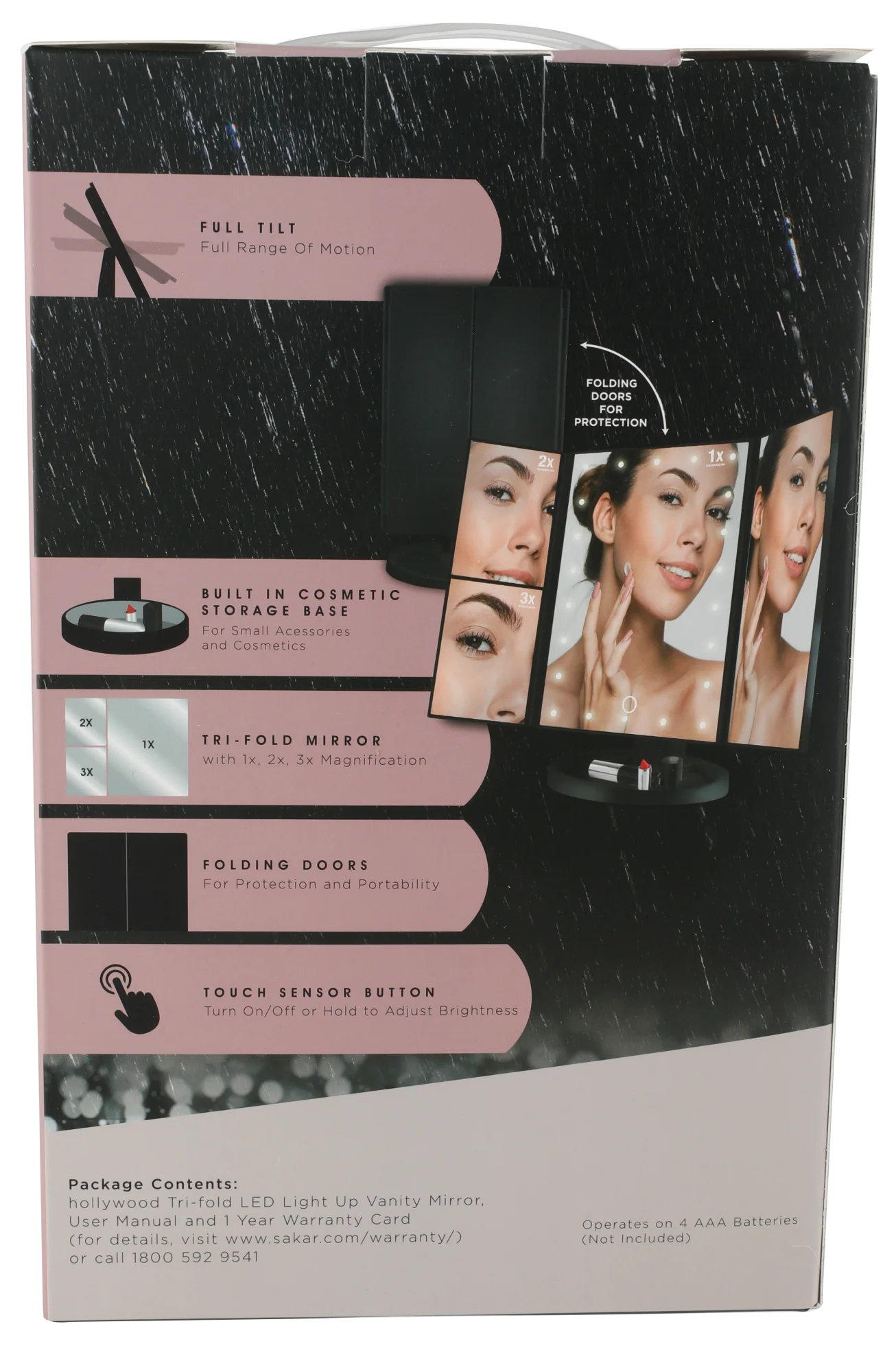 Tri-Fold LED Light Up Vanity Mirror - Image 3