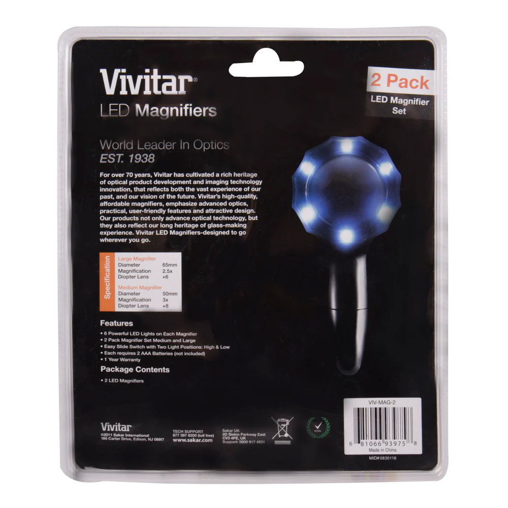 Set of 2 Lighted 6-LED Handheld Magnifiers - Image 5